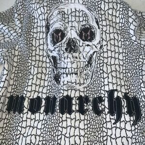 VTG Monarchy Los Angeles Full Zip Skull Hoodie XXL Grunge Y2K